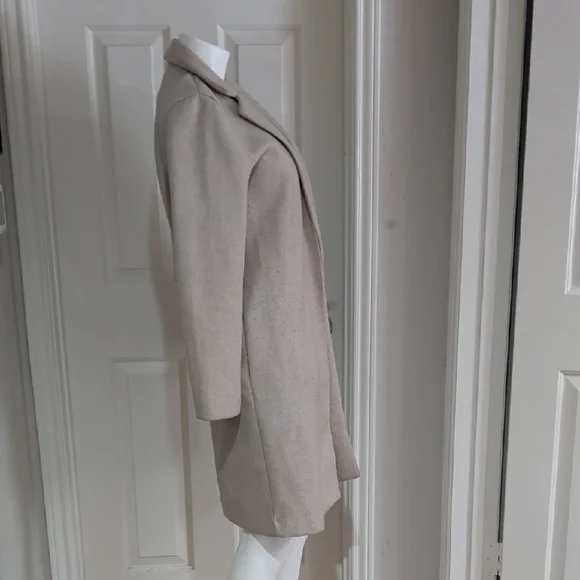 Zara Womens Beige Long Sleeve Collared Open Front Trench Coat Size S - Picture 4 of 6